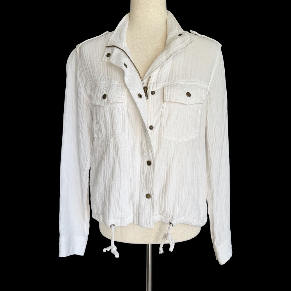 RAILS Collins Jacket Sz XS Drawstring Military Cotton Gauze Beachy Nautical Soft